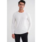 Efor Erkek Comfort Fit Rahat Kalıp Pamuklu Uzun Kollu Ekru Beyaz Tişört TS 917 - 3XL