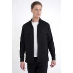 Efor Erkek Comfort Fit Yan Cepli %100 Keten Siyah Gömlek Ceket G 1602 - 3XL
