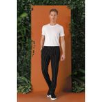 Efor Erkek Comfort Fit Yandan Tokalı Çizgili Keten Casual Siyah Pantolon P 1151 - XL
