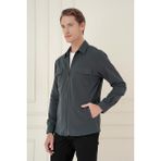 Efor Erkek Fermuarlı Yan Cepli Esnek Pamuklu Yeşil Ceket Gömlek G 1582 - 3XL