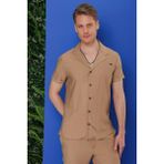 Efor Erkek G 1549 Slim Fit Camel Klasik Gömlek - 3XL