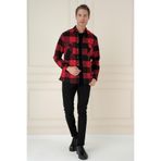 Efor Erkek G 1579 Slim Fit Kırmızı-Siyah Klasik Gömlek