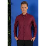 Efor Erkek GK 685 Slim Fit Bordo Klasik Gömlek