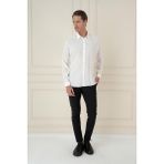 Efor Erkek Slim Fit %100 Modal Uzun Kollu Klasik Beyaz Gömlek Gk 743 - 4XL