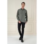 Efor Erkek Slim Fit %100 Modal Uzun Kollu Klasik Haki Gömlek Gk 743 - 4XL