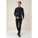 Efor Erkek Slim Fit %100 Modal Uzun Kollu Klasik Siyah Gömlek Gk 743