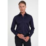 Efor Erkek Slim Fit %100 Pamuk Non Iron Kumaş Kolay Ütülenebilir Lacivert Gömlek Gk 734 - 3XL