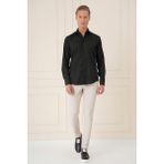 Efor Erkek Slim Fit %100 Pamuklu Non Iron Kolay Ütülenebilir Kumaş Klasik Siyah Gömlek Gk 735 - 2XL