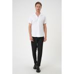 Efor Erkek Slim Fit Apaş Yaka Kısa Kollu Esnek Casual Beyaz Gömlek G 1589