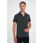 Efor Erkek Slim Fit Apaş Yaka Modal Karışımlı Kısa Kollu İndigo Gömlek G 1590