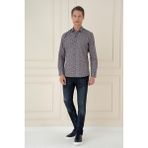 Efor Erkek Slim Fit Baskılı %100 Pamuklu Spor Gri Gömlek G 1586