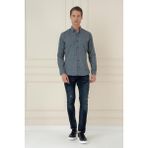 Efor Erkek Slim Fit Baskılı %100 Pamuklu Spor Lacivert Gömlek G 1587