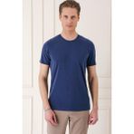 Efor Erkek Slim Fit Bisiklet Yaka Doku Desenli Pamuklu Lacivert Tişört Ts 881