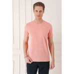Efor Erkek Slim Fit Bisiklet Yaka Doku Desenli Pamuklu Mercan Tişört Ts 881 - 2XL
