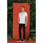 Efor Erkek Slim Fit Bisiklet Yaka Düz Pamuklu Beyaz Tişört Ts 823 - XS