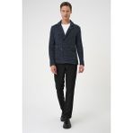 Efor Erkek Slim Fit Ceket Yaka Torba Cep Kruvaze Lacivert Yünlü Örme Triko Ceket 01 - S - M