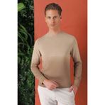 Efor Erkek Slim Fit Degrade Desen Bisiklet Yaka Bej Triko Kazak Tr 866 - XL