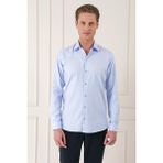 Efor Erkek Slim Fit Dokulu %100 Pamuklu Klasik Mavi Gömlek Gk 725