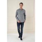 Efor Erkek Slim Fit Dokulu %100 Pamuklu Lacivert Gömlek G 1584