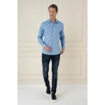 Efor Erkek Slim Fit Dokulu %100 Pamuklu Mavi Gömlek G 1584 - 2XL