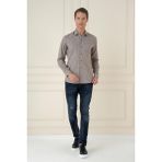 Efor Erkek Slim Fit Dokulu %100 Pamuklu Toprak Gömlek G 1584