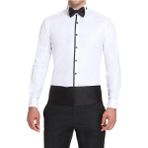 Efor Erkek Slim Fit Duble Manşet Önü Biyeli Ata Yaka Beyaz Damatlık Smokin Gömlek Gk 502 - 2XL