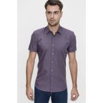 Efor Erkek Slim Fit Füme Kısa Kollu Gömlek G 1474