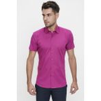 Efor Erkek Slim Fit Fuşya Kısa Kollu Gömlek G 1474