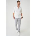 Efor Erkek Slim Fit Gofre Kumaş Desenli Uzun Kollu Beyaz Gömlek G 1592 - 3XL