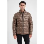 Efor Erkek Slim Fit Hakim Yaka Yan Cepli Kaz Tüyü Bej Şişme Mont MT 175 - 3XL