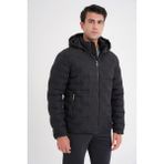 Efor Erkek Slim Fit Kapüşonlu Yan Cepli Kaz Tüyü Siyah Şişme Mont MT 177 - 3XL