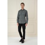 Efor Erkek Slim Fit Kazayağı Desenli %100 Pamuklu Casual Gri Gömlek G 1585