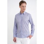 Efor Erkek Slim Fit Klapa Yaka Esnek Pamuklulu Gri Çizgili Gömlek G 1599 - 2XL