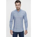 Efor Erkek Slim Fit Lacivert Desenli Gömlek G 1465