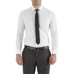 Efor Erkek Slim Fit Pamuk Saten Uzun Kol Klasik Beyaz Gömlek Gk 157 - 4XL