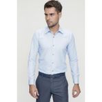 Efor Erkek Slim Fit Pamuklu Saten Klasik Mavi Gömlek Gk 624