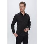 Efor Erkek Slim Fit Pamuklu Saten Klasik Siyah Gömlek Gk 624