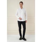 Efor Erkek Slim Fit Pamuklu Uzun Kollu Klasik Beyaz Gömlek Gk 745 - XL