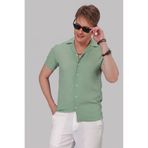 Efor Erkek Slim Fit Rahat Kalıp Gofre Kumaş Yeşil Gömlek G 1536