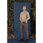 Efor Erkek Slim Fit Ribanalı Yünlü Bisiklet Bej Triko Kazak TR 858