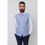 Efor Erkek Slim Fit Saks Mavi Pamuklu Gömlek G 1481