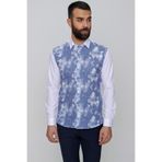 Efor Erkek Slim Fit Saks Mavi Pamuklu Gömlek G 1482