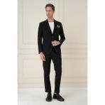 Efor Erkek Slim Fit Torba Cep Esnek Spandex Karışımlı Düz Siyah Blazer Ceket C 696 - 50