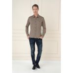 Efor Erkek Slim Fit Vizon Klasik Gömlek G 1580 - XL