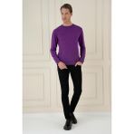 Efor Erkek Slim Fit Yünlü Mor Triko Kazak TR 875 - XL