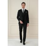 Efor Slim Fit Çift Yırtmaç Düz Siyah Klasik Takım Elbise TK 913 - 60 - 6 Drop