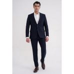 Efor Slim Fit Çift Yırtmaç Gofre Kumaş Esnek Lacivert Spor Takım Elbise Tk 940 - 6 Drop - 54