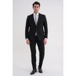 Efor Slim Fit Çift Yırtmaç Gofre Kumaş Esnek Siyah Spor Takım Elbise Tk 940 - 6 Drop - 50