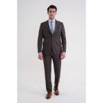 Efor Slim Fit Çift Yırtmaç Sivri Yaka Esnek Kahverengi Klasik Takım Elbise Tk 939 - 6 Drop - 60