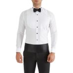 Efor Slim Fit Duble Manşet Önü Piliseli Ata Yaka Beyaz Damatlık Smokin Gömlek Gk 361 - 2XL